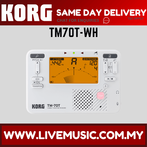 Korg TM70T Combined Metronome and Chromatic Tuner - Black / White