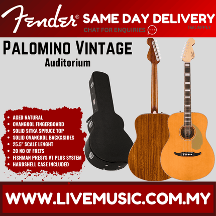 Fender Palomino Vintage Acoustic Guitar w/Case, Aged Natural