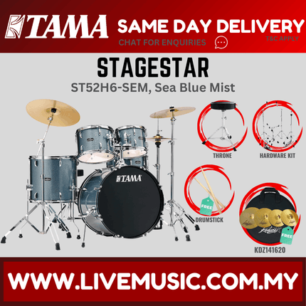 Tama Stagestar ST52H6 5-piece Drum Set With Drumsticks and Throne With KDZ141620 Cymbals Set