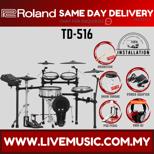 Roland TD-516 Electronic Digital Drum Set w/Accessories ( TD516 TD 516 ) Replace TD-27KV2 TD27KV2