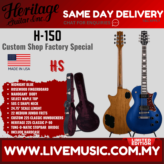 Heritage Custom Shop Factory Special H-150 with P90 Neck Electric Guitar, Midnight Blue ( H150 H 150 )
