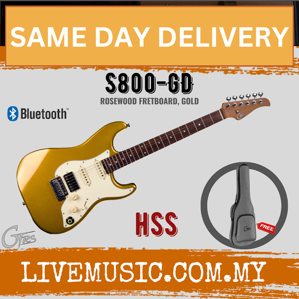 GTRS S800-GD Series Intelligent Electric Guitar, Rosewood FB, Gold