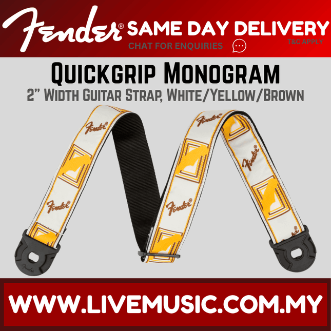 Fender Quickgrip Monogram Guitar Strap - White/Yellow/Brown