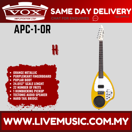 Vox APC-1 Electric Travel Guitar with Built In Amp & Rhythm - Orange (APC1 APC 1)