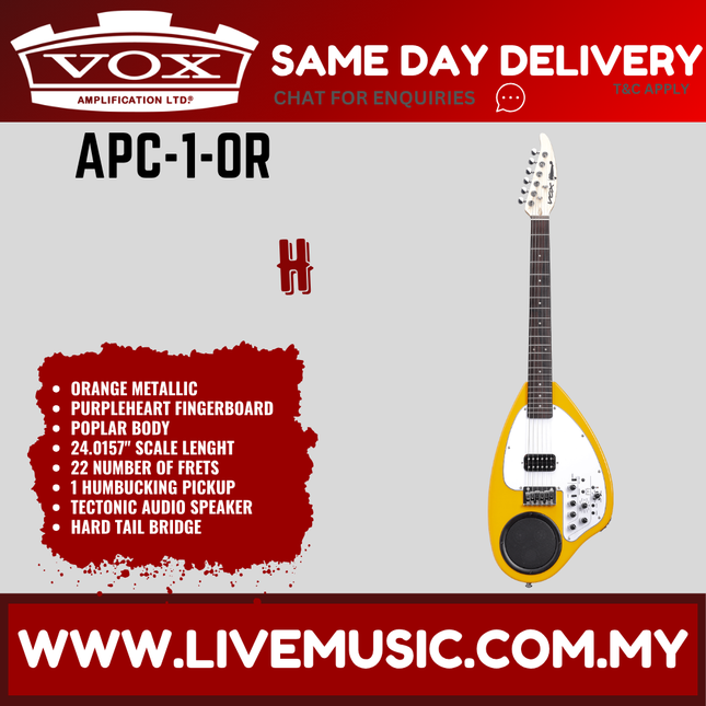 Vox APC-1 Electric Travel Guitar with Built In Amp & Rhythm - Orange (APC1 APC 1)