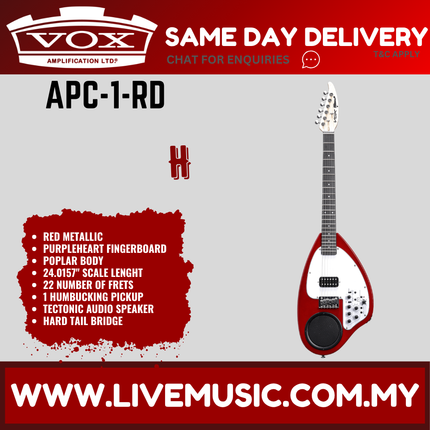 Vox APC-1 Electric Travel Guitar with Built In Amp & Rhythm - Red (APC1 APC 1)