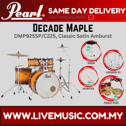 Pearl Decade Maple DMP925SP/C 5-Piece Drum Set with Paiste PST3 Cymbals Set and Hardware