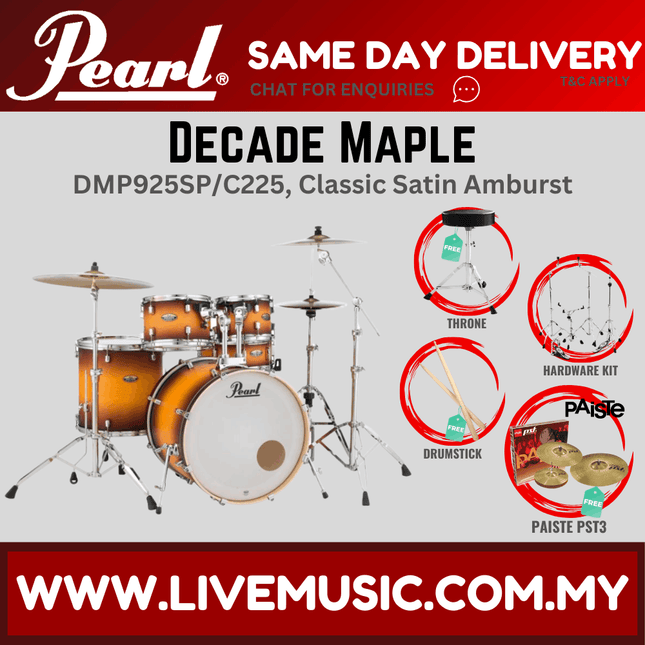 Pearl Decade Maple DMP925SP/C 5-Piece Drum Set with Paiste PST3 Cymbals Set and Hardware