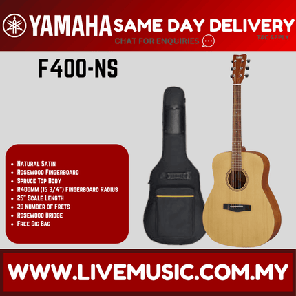 Yamaha F400 Acoustic Guitar - Natural Satn / Smoky Black (F-400 F 400)