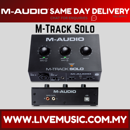 M-Audio M-Track Solo 2-in 2-out USB Audio Interface with 01 Mic Preamp (MTrack/MTrackSolo)
