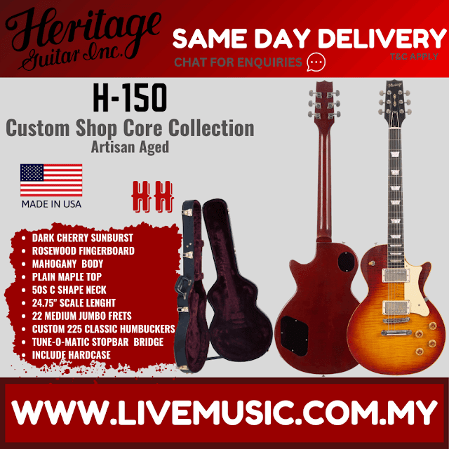 Heritage Custom Shop Core Collection H-150 Electric Guitar with Case, Dark Cherry Sunburst, Artisan Aged ( H150 / H 150 )
