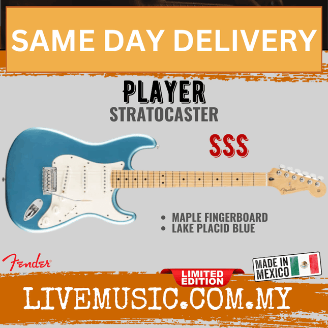 Fender Limited Edition Player Stratocaster Electric Guitar, Maple FB, Lake Placid Blue