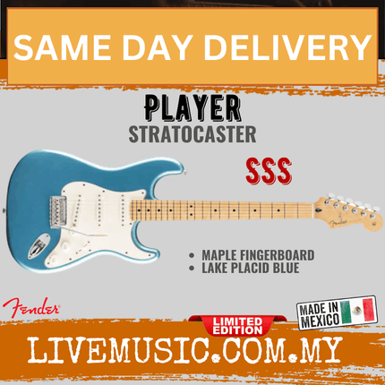 Fender Limited Edition Player Stratocaster Electric Guitar, Maple FB, Lake Placid Blue