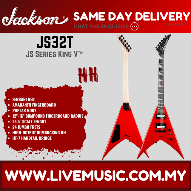 Jackson JS Series King V JS32T Electric Guitar, Amaranth FB, Ferrari Red