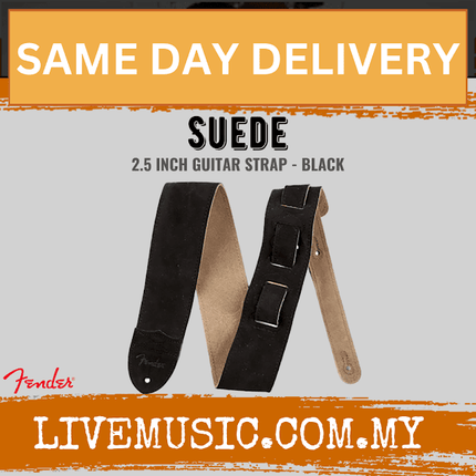 Fender 2 1/2 inch Strap Suede Electric Guitar Strap - Black