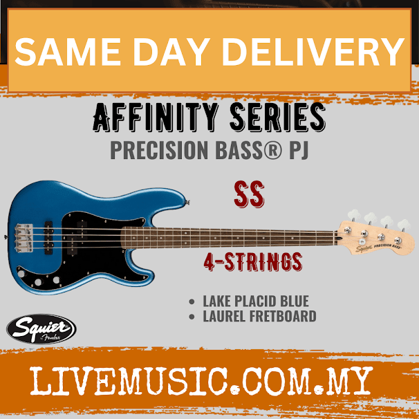 Squier Affinity Series Precision PJ Bass Guitar, Laurel Fretboard - Lake Placid Blue
