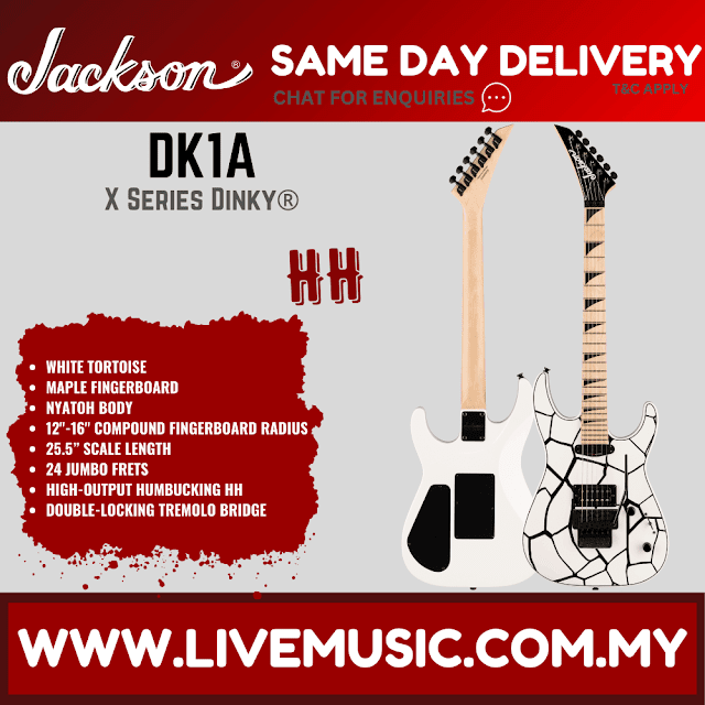 Jackson X Series Dinky DK1A Electric Guitar, Maple FB, White Tortoise