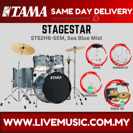 Tama Stagestar ST52H6 5-piece Drum Set With Drumsticks and Throne With Paiste 101 Cymbals Set