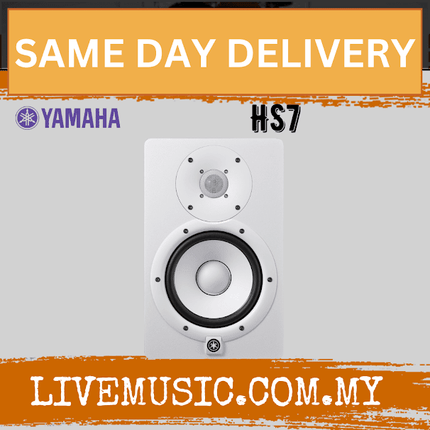 Yamaha HS7 Powered Studio Monitor with Desktop Monitor Stand, Isolation Pads and Cable - White ( HS 7 / HS-7 )
