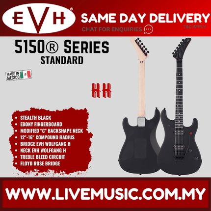 EVH 5150 Series Standard Electric Guitar, Ebony FB, Stealth Black