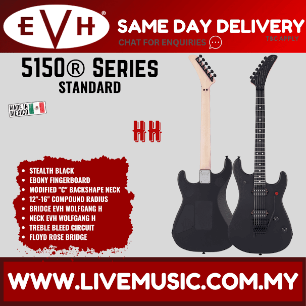 EVH 5150 Series Standard Electric Guitar, Ebony FB, Stealth Black