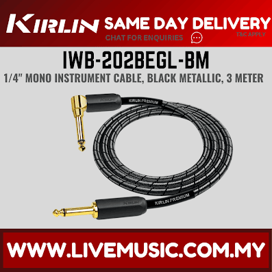 Kirlin IWB-202BEGL 3/6 Meter Premium Plus Gold Jack Woven Instrument Cable For Electric Acoustic Bass Guitar Speaker Amp Keyboard Drum Amplifier(IWB 202BEGL/IWB202BEGL)