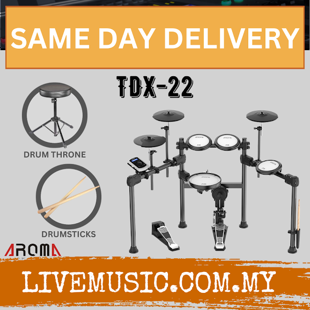 AROMA TDX22 Digital Drum Set With Mesh Finish Drum Pad & Kick Tower With Drumstick And Drum Throne (TDX 22 / TDX-22 )
