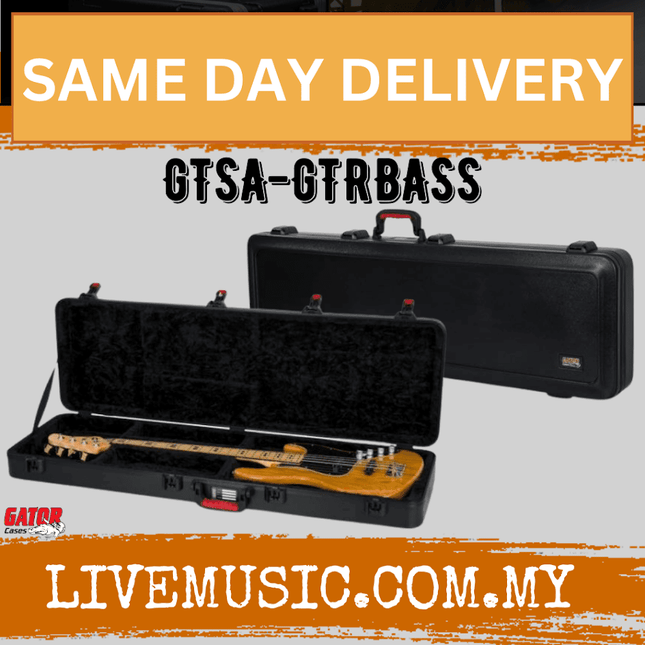 Gator GTSA-GTRBASS ATA Molded Bass Guitar Case - w/TSA Latches for Bass Guitars (GTSA GTRBASS)