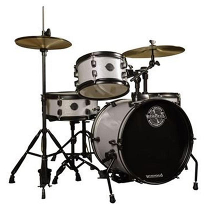 Ludwig LC178X029DIR Pocket Kit 4-Piece Drum Kit with Hardware and Cymbals - White Sparkle (LC178X 029DIR)