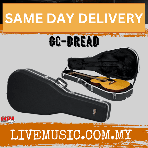 Gator GC-DREAD Deluxe ABS Molded Case for Acoustic Dreadnought Guitar (GCDREAD)
