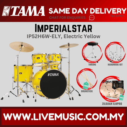 Tama Imperial Star Drum Set with Drum Throne, Imperialstar With Zildjian ILHPRO Cymbal Set ( IP52H6W )