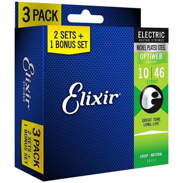 Elixir 16552 Optiweb Coated Light Electric Guitar Strings - 3-Pack (10-46)