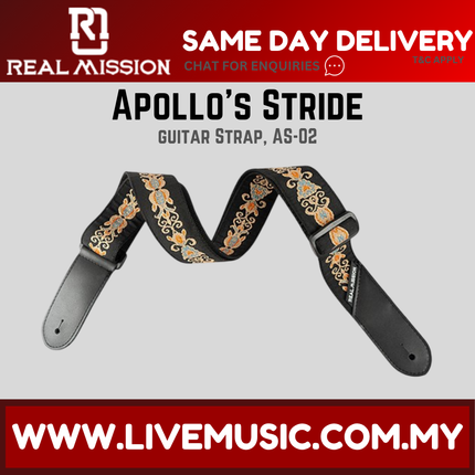 Real Mission Apollo's Stride Rainbow Leather End Embroidery Webbing Guitar Strap