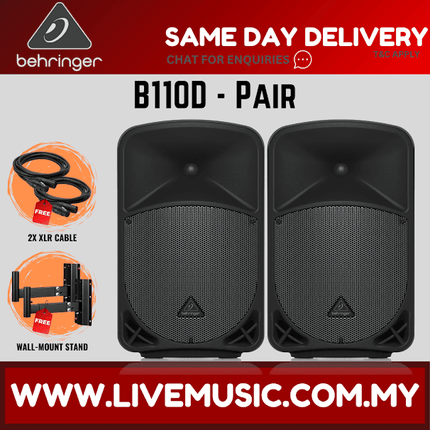Behringer Eurolive B110D 300-Watt 10" Powered Speaker w/Wireless Mic, Speaker Stand & Cable - Each/Pair (B-110D B 110D)