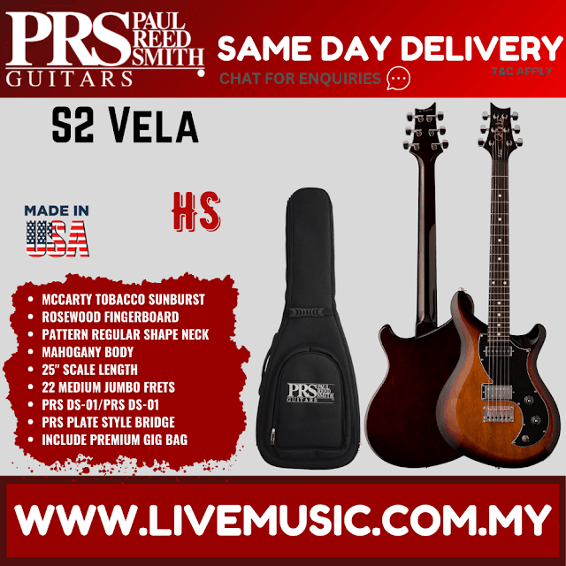 PRS S2 Vela Electric Guitar w/Bag, McCarty Tobacco Sunburst
