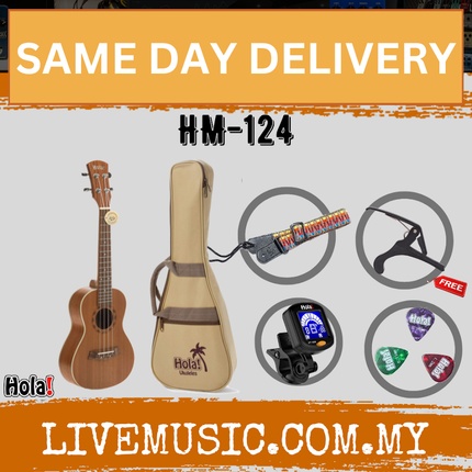 Hola HM-124 23 inch Concert Ukulele with Bag, Strap, Picks, Stand & Tuner - Mahogany (HM124)