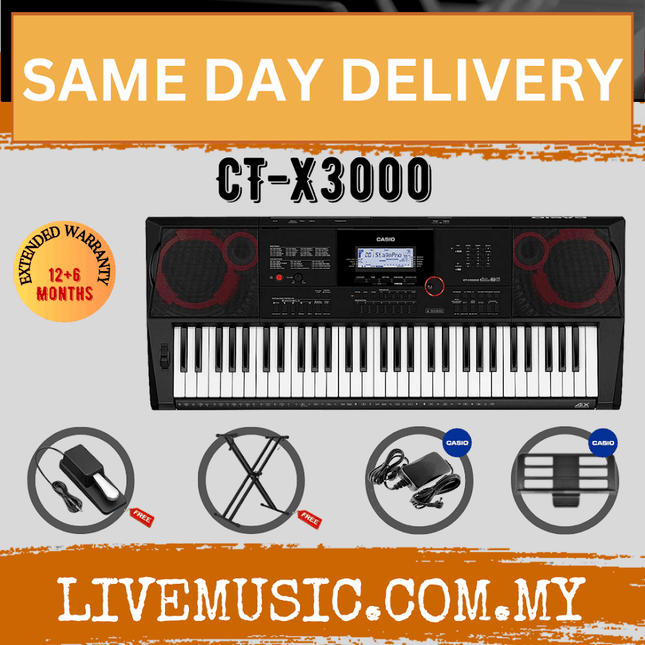 Casio CT-X3000 61-Keys Portable Keyboard with Stand, Bag & Headphone ( CTX3000 / CTX-3000 )