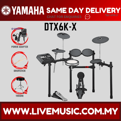 Yamaha DTX6K-X 5-Piece Electronic Drum Set with Drumsticks, Throne ( DTX6K X / DTX 6K X / DTX6KX )
