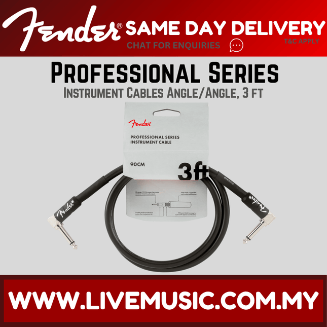 Fender Professional Series Instrument Cable, 3ft - Black
