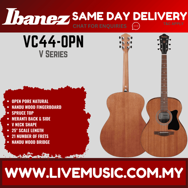 Ibanez VC44-OPN V Series Acoustic Guitar, Open Pore Natural ( VC44 OPN / VC44OPN )