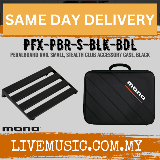 MONO Pedalboard Rail Small, Black and Stealth Club Accessory Case, Black