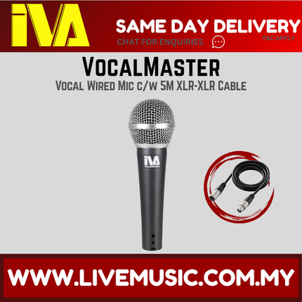 IVA VocalMaster Vocal Wired Mic c/w Switch & 5m XLR-XLR Cable ( VocalMaster / Vocal Master )