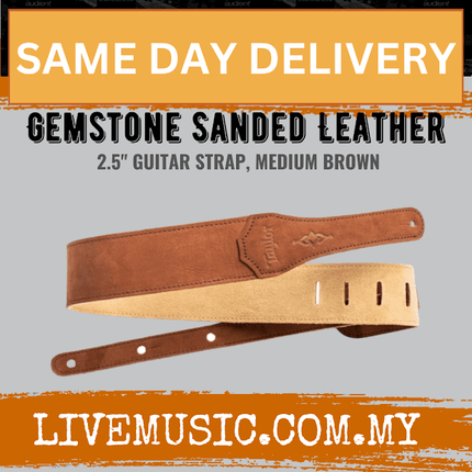 Taylor Gemstone Sanded Suede 2.5Inch Guitar Strap, Medium Brown