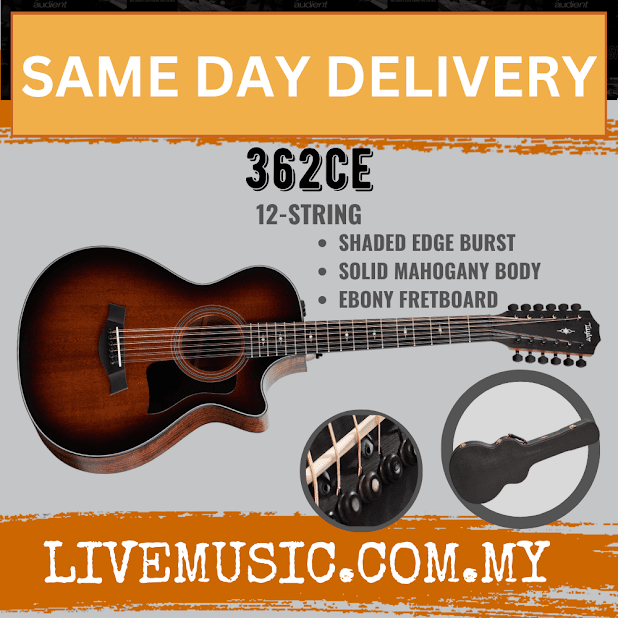Taylor 362ce V-Class Grand Concert 12-String Acoustic Guitar, Shaded Edge Burst/Satin Black