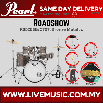 Pearl Roadshow RS525SB/C Drum Set with KDZ141620 Cymbal set, Drum Throne