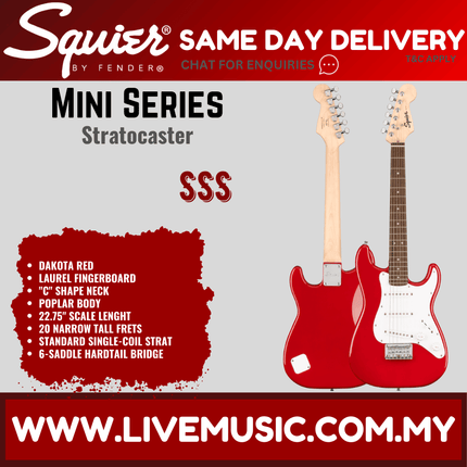 Squier Mini Stratocaster Electric Guitar, Laurel Fretboard - Dakota Red