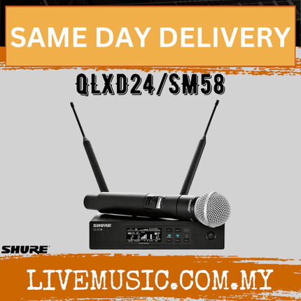 Shure QLXD24/SM58 Digital Wireless Handheld Microphone System, QLXD4 Receiver & QLXD2/SM58 Handheld Transmitter ( QLXD24-SM58 / QLXD24SM58 )