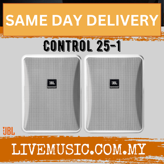 JBL Control 25-1 Indoor/Outdoor Speaker - Black / White - Pair ( Control251 Control 25 1)