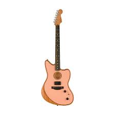 Shell Pink Acoustasonic Stratocaster guitar, full body view