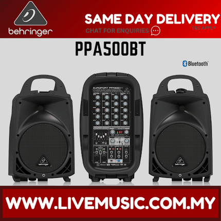 Behringer Europort PPA500BT Portable PA System Set With Speaker Stand ( PPA-500BT / PPA 500BT )